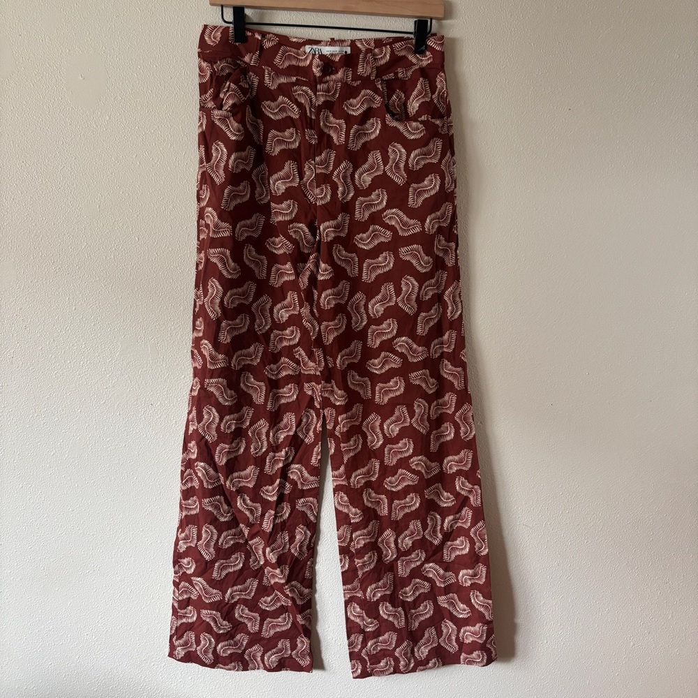 Zara Terracotta Jasmine Cotton Print Pant Size medium